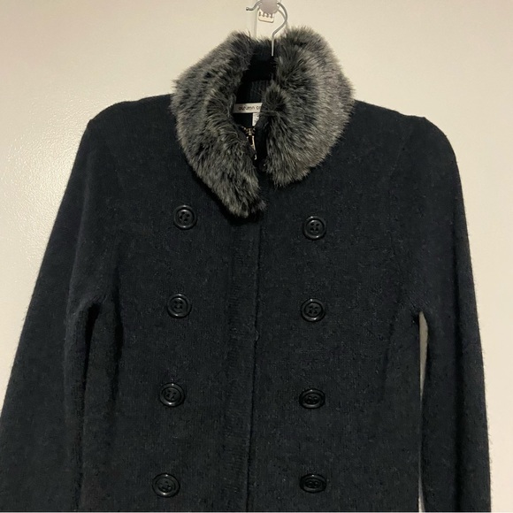 Autumn Cashmere 100% cashmere faux fur collar Gray Coat Size Medium - Picture 3 of 8
